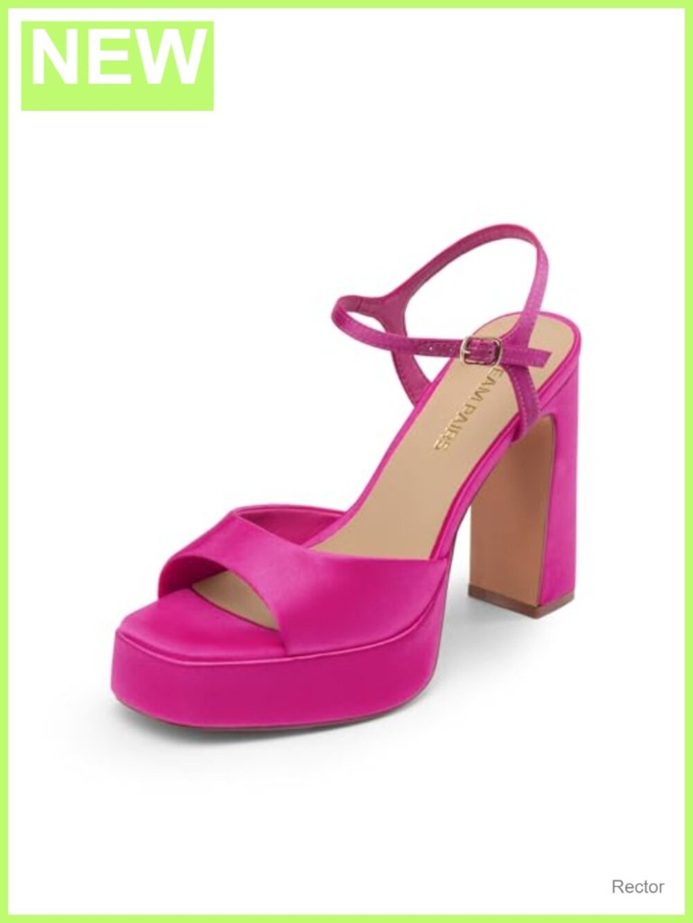 Platform High Heels Ankle Strap Block Heel Square Toe Satin Wedding